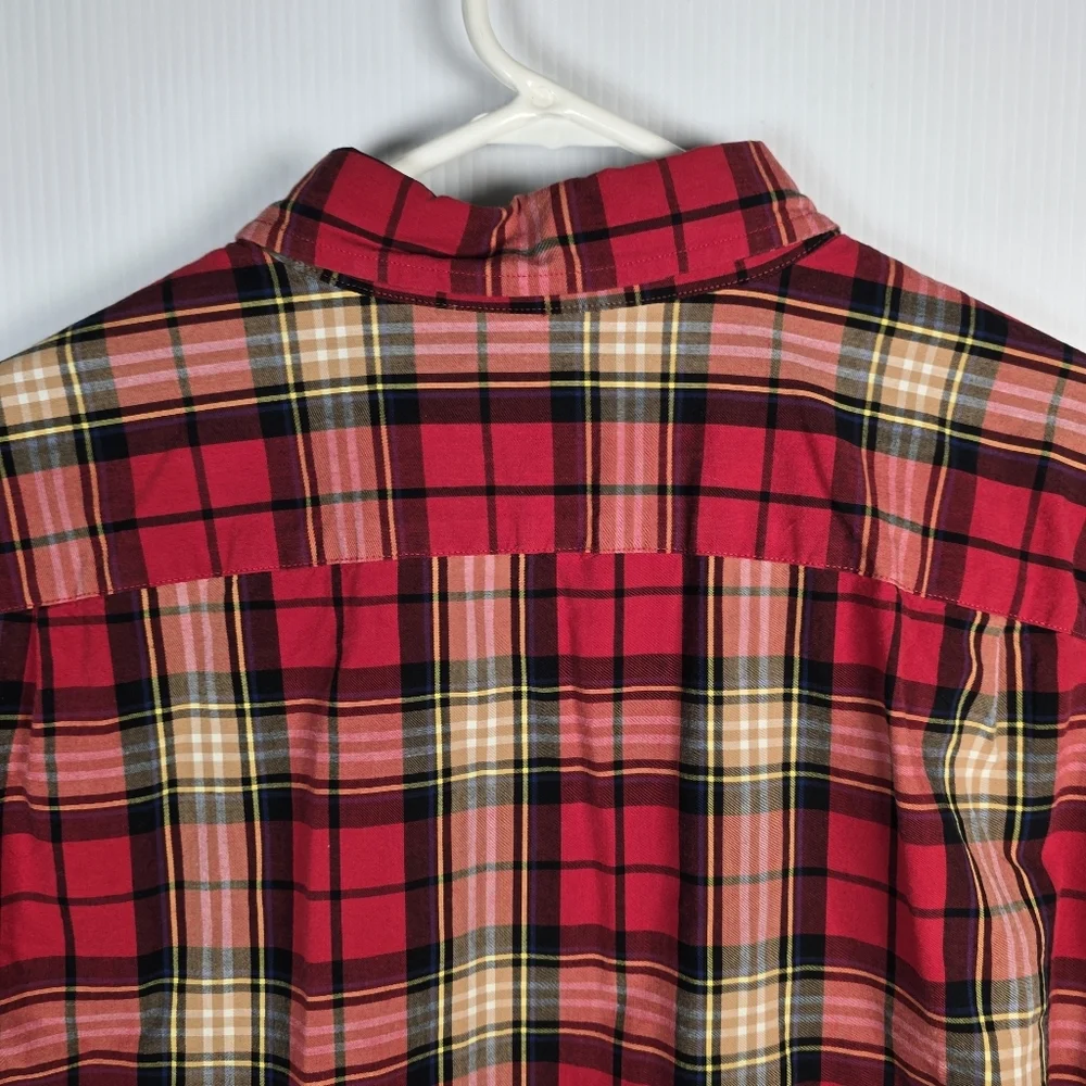 J. Crew Men's Classic Red Tartan Plaid Button Front Shirt Size L Preppy